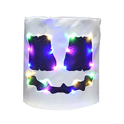 DJ Mask for Kids, LED Light Up Halloween Full Head Masks Music Fan Festival for Boys Girls Glowing White Headwear Disco Party Costume Cosplay Prop Accessory Role Play Clothing Birthday Gift