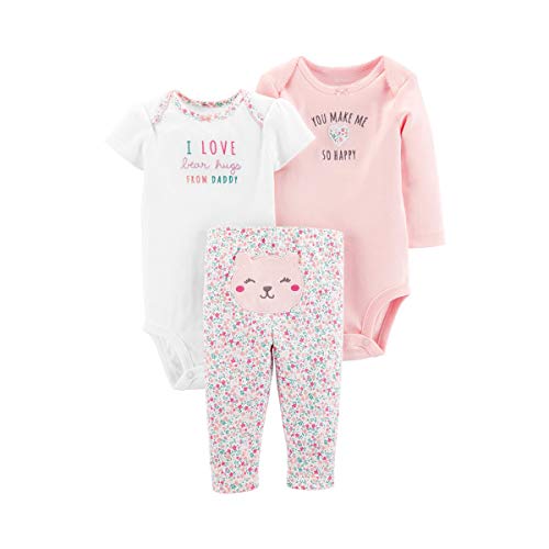 Carter's Baby Girls' 3-Piece Little Character Set (Pink/Happy/Bear Hugs, 3 Months)