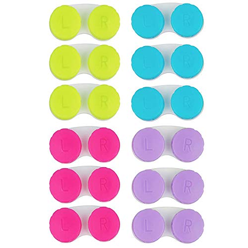 KISEER 12 Pack Colorful Contact Lens Case Box Holder Container Soak Storage Kit