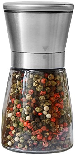 Pepper Grinder or Salt Shaker for Professional Chef - Best Spice Mill with Brushed Stainless Steel, Special Mark, Ceramic Blades and Adjustable Coarseness