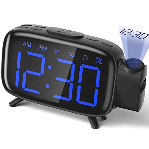 Projection Alarm Clock Radio Alarm Clock Digital Clock with Power Adapter Alarm Clocks for Bedrooms ELEHOT