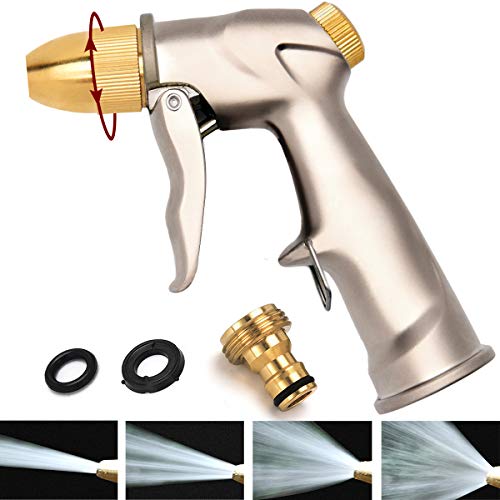 Garden Hose Sprayer Nozzle, Metal Car Wash Hose Nozzle, Heavy Duty High-Pressure Hose Spray，Jet to Fan-Shaped Spray, Perfect for Car Wash/Plant Watering/Dog Shower