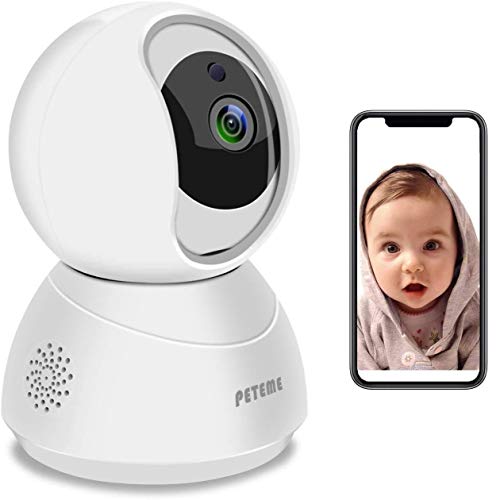 Peteme Baby Monitor 1080P FHD Home WiFi Security Camera Sound/Motion Detection with Night Vision 2-Way Audio Cloud Service Available Monitor Baby/Elder/Pet Compatible with iOS/Android