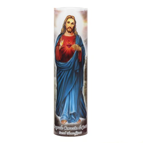 Jesus Flameless LED Devotional Prayer Candle with Automatic Timer, Unique Religious Decoration for Home, Office, or Place of Worship