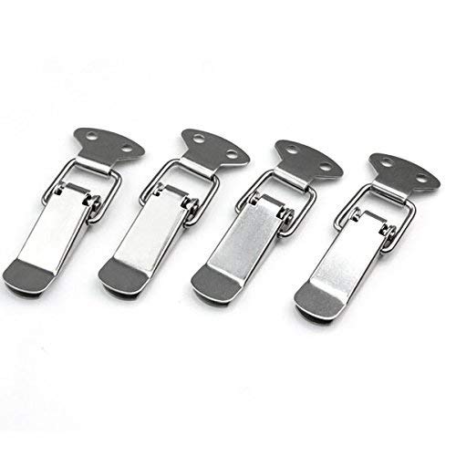 Pixnor 4pcs Stainless Steel Spring Loaded Toggle Case Box Chest Trunk Latch Catches Hasps Clamps (Silver)