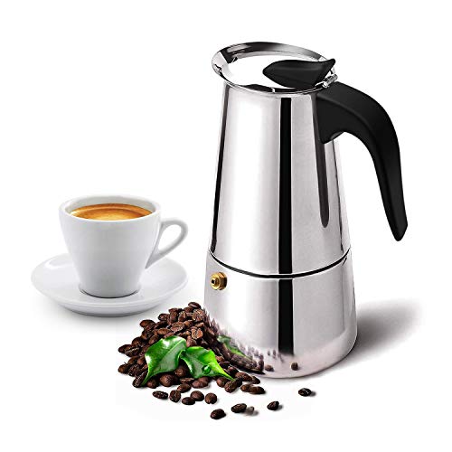 Stovetop Espresso Maker with Classic and Rich Brews Moka Pot, Cuban Coffee Maker Stove top Espresso Shot Maker for Espresso italian coffee maker (4 Cups)