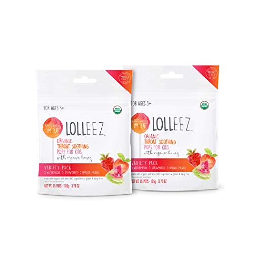 Lolleez Organic Throat Soothing Pops for Kids with Organic Honey - 2pk Multi Pack …