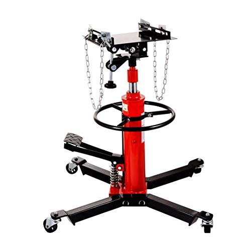 1100lbs 2 Stage Hydraulic Transmission Jack Stand Lifter Hoist for Car Lift, Adjustable Height Hydraulic Telescoping Transmission Jack with Foot Pump, 360° Swivel Wheel Lift Hoist
