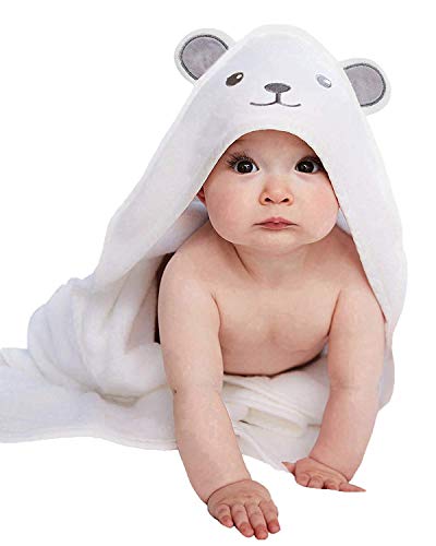 HIPHOP PANDA Bamboo Hooded Baby Towel - Softest Hooded Bath Towel with Bear Ears for Babie, Toddler,Infant - Ultra Absorbent and Hypoallergenic, Natural Baby Towel Perfect for Boy and Girl