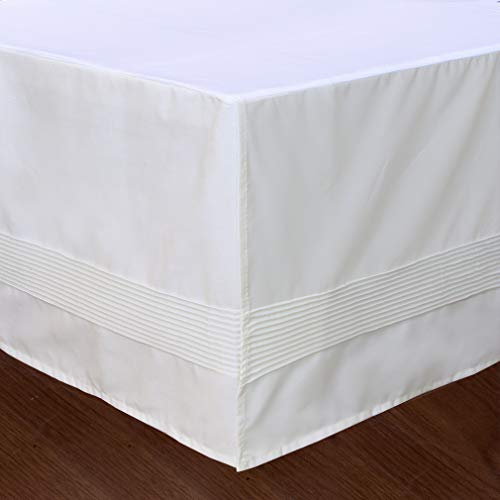 Valea Home Bed Skirt with Stitch Dust Ruffle with Split Corners for Hotel Durable Elegant Luxury Queen 14 inch Tailored Drop, Ivory