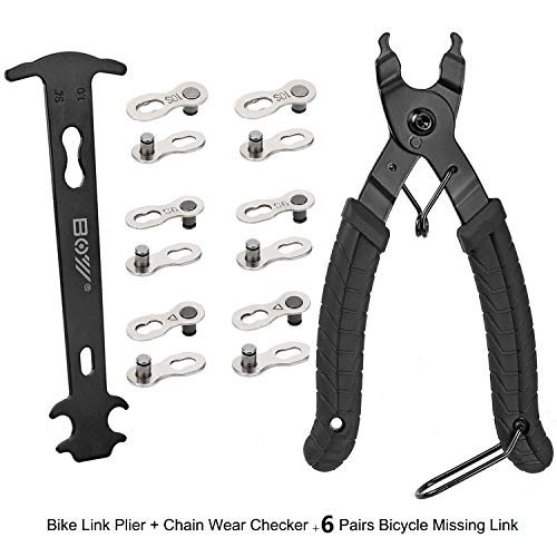 Bike Link Plier + Chain Wear Gauge + 6 Pairs Bicycle Missing Link, Chain Plier Quick Link Plier for 6/7/8/9/10 Speed Chains Repair | Professional Bicycle Chain Tool Kit