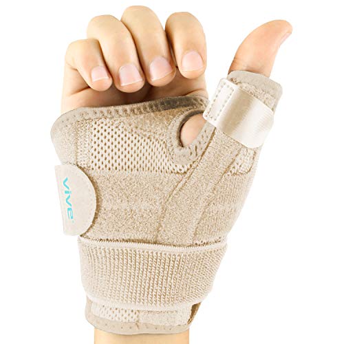 Vive Arthritis Thumb Splint - Thumb Spica Support Brace for Pain, Sprains, Strains, Arthritis, Carpal Tunnel & Trigger Thumb Immobilizer - Wrist Strap - Left or Right Hand (Beige)