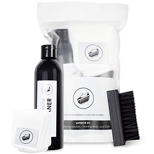 Deadstock Los Angeles Shoe & Sneaker Cleaner Kit - All Natural Solution 8 Oz. Bottle, Brush & Cloth - Suitable for Canvas, Cloth, Mesh, Knit, and More!