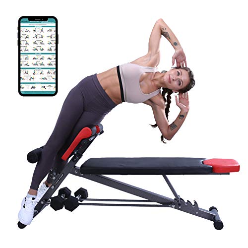 Finer Form UPGRADED Multi-Functional Bench for Full All-in-One Body Workout – Hyper Back Extension, Roman Chair, Adjustable Ab Sit up Bench, Decline Bench, Flat Bench