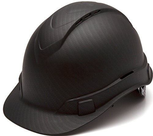 Pyramex Ridgeline Cap Style Hard Hat, Vented, 4-Point Ratchet Suspension, Black Graphite Pattern