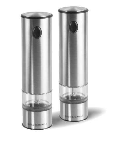 Cole & Mason Stainless Steel Battersea Battery-Operated Electric Salt & Pepper Mill Gift Set