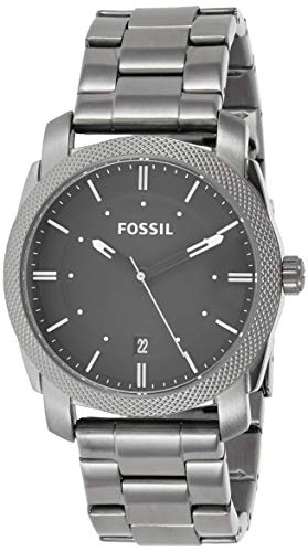 Fossil Men's Machine 3H Quartz Stainless Three-Hand Watch, Color: Smoke, Black Dial (Model: FS4774IE)
