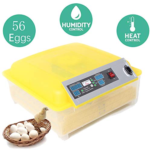 Automatic Egg Hatcher Incubator with Temperature Control, Digital Poultry General Purpose Incubators for Chickens Ducks Birds [US Stock] (56 Egg)