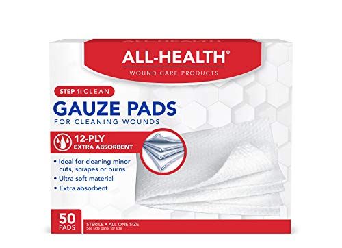 All Health Gauze Pads, 50 Pads, 3 X 3 | for Cleaning or Covering Wounds as Wound Dressing, Helps Prevent Infection