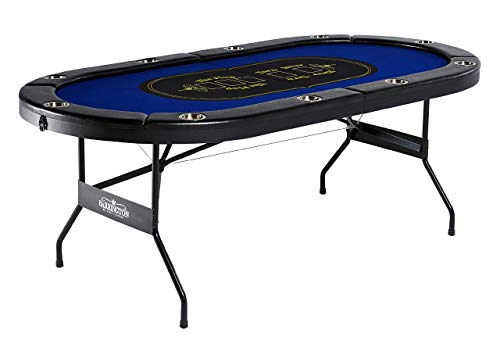 Barrington Texas Holdem Poker Table for 10 Players with Padded Rails and Cup Holders - Blue