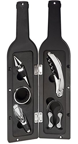 Ozeri Wine Bottle Accessory Corkscrew & Accessory Set, Black