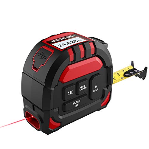 Meterk Laser Tape Measure 2 in 1, Laser Measure 131.2Ft/40M, Measuring Tape 16.5Ft/5M, Multifunctional Laser Distance Meter with Type-C Charging and LCD Digital Display for Measuring Area/Volume