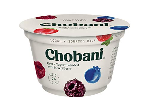 Chobani 2 Percent Mixed Berry Blended Greek Yogurt, 5.3 Ounce -- 12 per case.