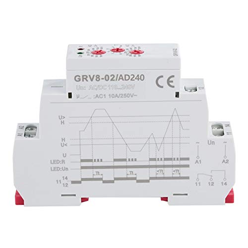 Voltage Monitoring Relay, GRV8-02 Single-Phase Voltage Control Monitoring Relay for Electrical Equipment or Compressors, Emergency/Backup Power Switching Control(GRV8-02/AD240)