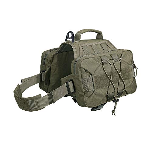 EXCELLENT ELITE SPANKER Dog Pack Hound Dog Saddle Bag Backpack for Travel Camping Hiking Medium & Large Dog with 2 Capacious Side Pockets(RGN)