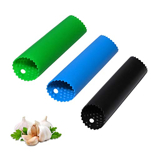 Garlic Peeler Skin Remover Roller Keeper,Easy Quick to Peel Garlic Cloves with Best Silicone Tube Roller Garlic Odorfree Kitchen Tool Peeling Without Smell With Internal Wave Points Design(3 Colors)