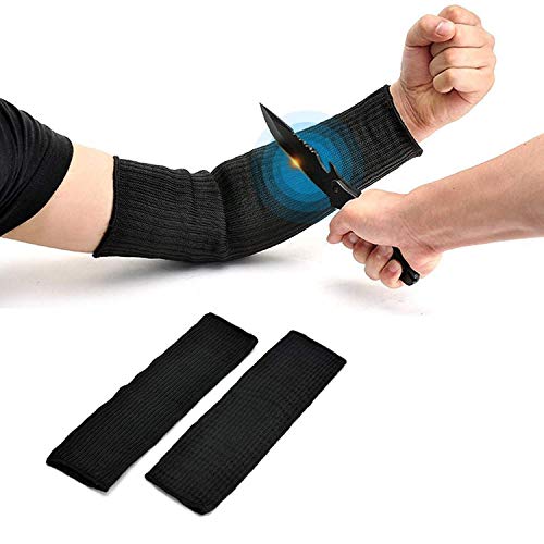 Arm Protective Sleeves,Kevlar Sleeves Cut Resistant Heat Resistant Sleeve,Anti Abrasion Safety Armband for Garden Kitchen Work 1 Pair (Black)