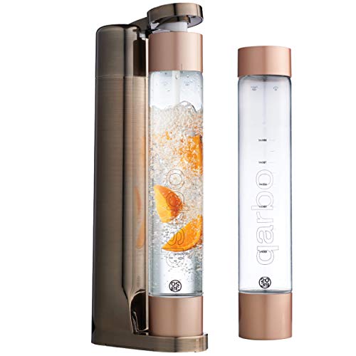 twenty39 qarbo Sparkling Water Maker and Fruit Infuser - Premium Carbonation Machine with Two 1L BPA Free Bottles - Infuses Flavor while Carbonating Beverages, Use Standard Gas Cylinder (not included), Bronze