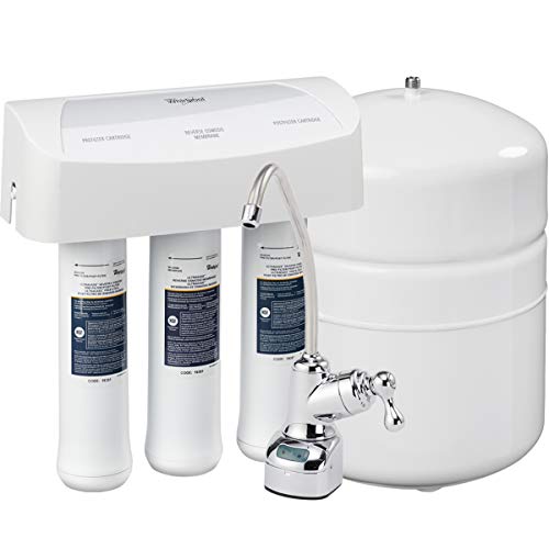 Whirlpool WHER25 Reverse Osmosis (RO) Filtration System With Chrome Faucet | Extra Long Life | Easy To Replace UltraEase Filter Cartridges, White