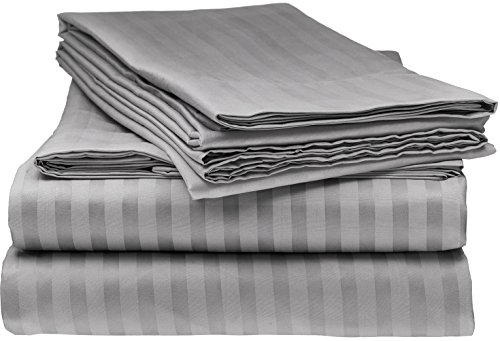 Italian Striped 4PC Queen Sheet Set, Grey