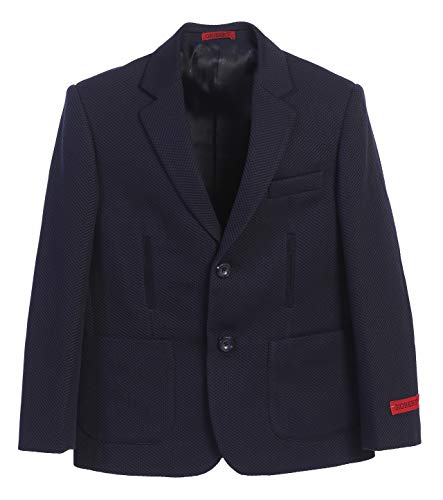 Gioberti Boys and Kids Lightweight Waffle Weave Textured Blazer Jacket, Navy, Size 16