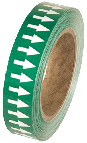 Incom Manufacturing: PMA152 Directional Flow Arrow Pipe Identification Vinyl Marking Adhesive Tape, 1 inch x 108 ft, Green/White