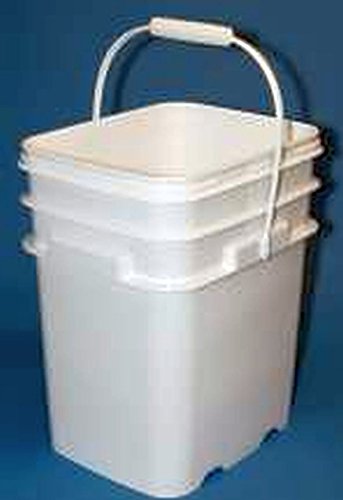 5.3 Gallon Square Ez Stor Plastic Bucket and lid, w/Handle, 6 Pack
