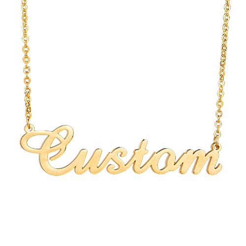 Customized Necklace Personalized Name Necklaces Pendant Chains Custom made nameplate Necklace Bracelet Anklet Choker for Womens (Gold)