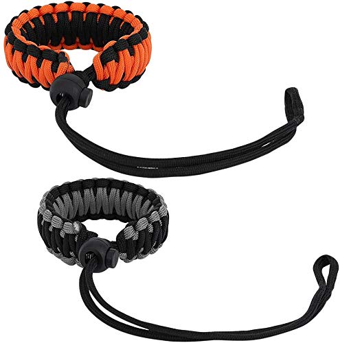 Universal Paracord [2 Pack], Nylon Braided Adjustable Camera Hand Grip Strap for Video Camcorder, Binoculars and Nikon/Canon/Sony/Minolta/Panasonic/SLR/DSLR Digital Camera,Black Orange&Black Gray