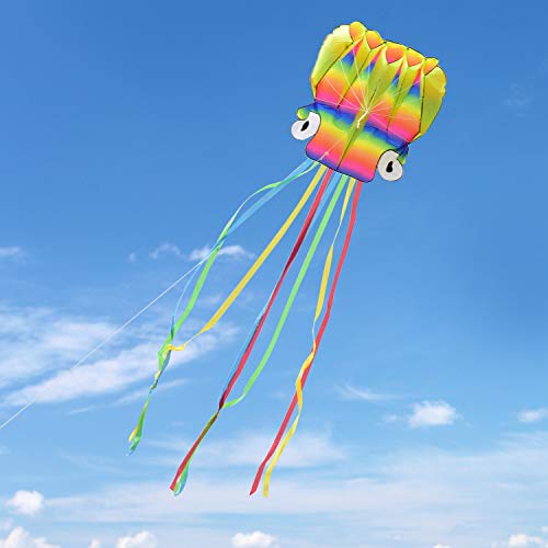 Kupton 5M Large Octopus Kite with Beautiful Tails for Kids and Adults, Easy to Fly for Children’s Outdoor Games and Activities