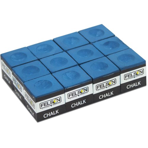 Pool Cue Chalk Cubes, 12-Pack - Felson Table Billiards Stick Bulk Supplies, Equipment, Accessories - Basic Performance Tools for Games, Tournaments, Bars, Home, Sports, Hobbies (Blue)