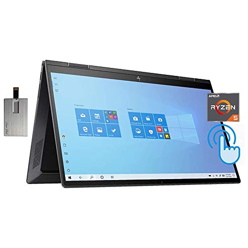 2020 HP Envy x360 2-in-1 15.6' FHD Touchscreen Laptop Computer, AMD Ryzen 5-4500U Processor, 32GB RAM, 1TB PCIe SSD, Backlit Keyboard, AMD Radeon Graphics, Windows 10, Black, 32GB Snow Bell USB Card