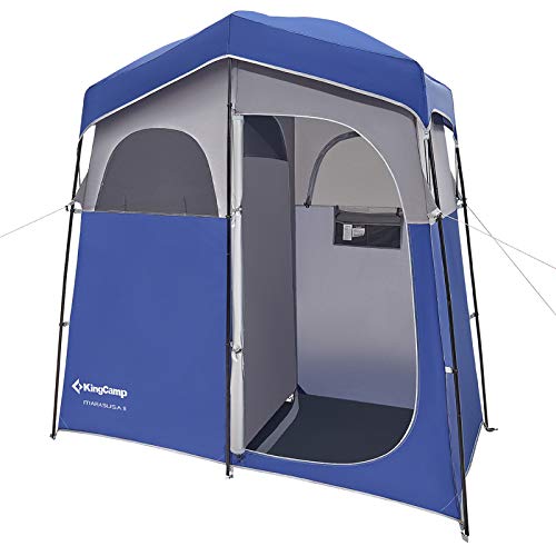 KingCamp 2-Room Camping Shower Tent Portable Toilet, Dressing Changing Room Privacy Shelter Tent for Outdoor and Indoor