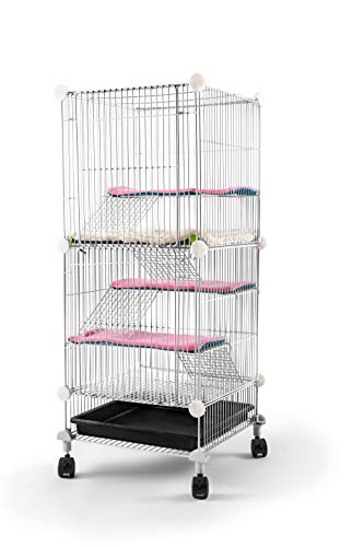 Pet Hutch Cages for Hamster, Rat or Other Small Animals Indoor, Expandable and Stackable, 14x14x36 in