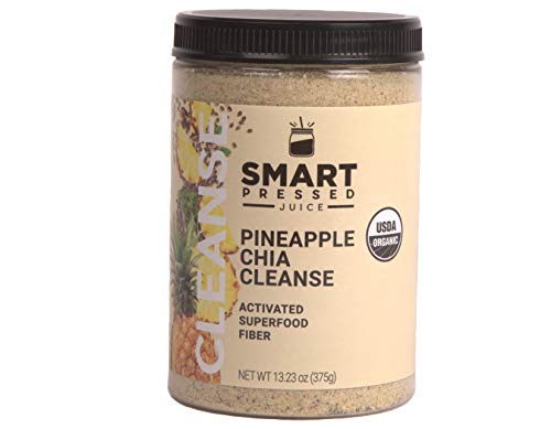 Smart Pressed Juice Pineapple Chia Cleanse | Prebiotic Superfood Plant Based Fiber with Vegan Probiotics & Enzymes | Keto-friendly Detox | Constipation Relief | Made in the USA | 30 Servings