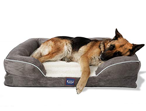 Laifug Orthopedic Memory Foam Dog Bed,Sofa-Style,Larger Size,Waterproof Liner,Washable Removable Luxury Plush Cover