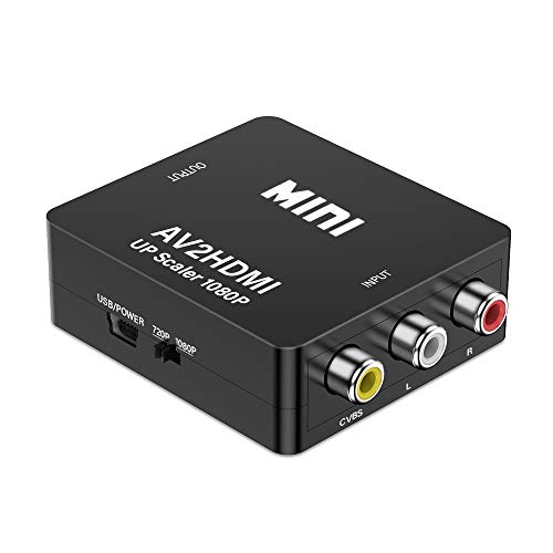 KLKE RCA to HDMI Converter 1080P Mini CVBS to HDMI Composite Video Audio Converter AV to HDMI Converter Supports NTSC PC Laptop Xbox PS4 PS3 TV STB VHS VCR Camera DVD