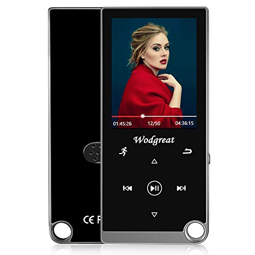 MP3 Player with Bluetooth, Wodgreat 16 GB MP4/MP3 Music Player 4.2 Hi-Fi Lossless Sound, 2.4' Screen Touch Button, Expand to 128GB, Pedometer, Built-in Speaker (Earphone, Armband)