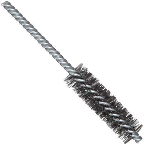 Weiler 21111 0.0104' Wire Size, 3/4' Diameter, 5-1/2' Length, Steel Bristles, Double Stem Double Spiral Power Tube Brush