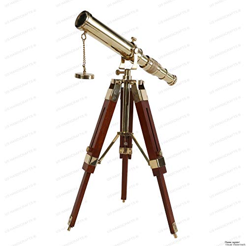 Vintage Brass Telescope on Tripod Stand use DF Lens Antique Desktop Telescope for Home Decor & Table Accessory Nautical Spyglass Telescope for Navy and Outdoor Adventures.